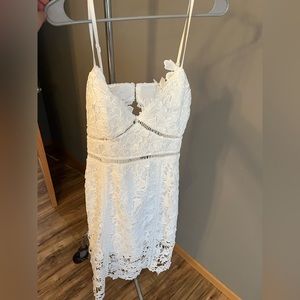 Lulus: Glass of Bubbly White Lace Sleeveless Midi Dress